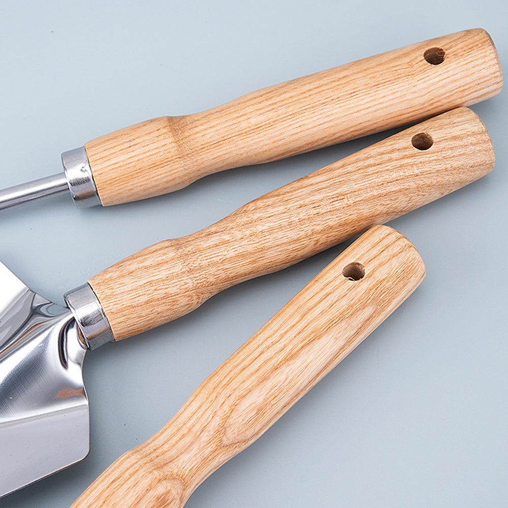 5Pcs Stainless Steel Gardening Tool Wooden Handle Fork Shovel Rake Set 5Pcs Stainless Steel Gardening Tool Wooden Handle Fork Shovel Rake Set